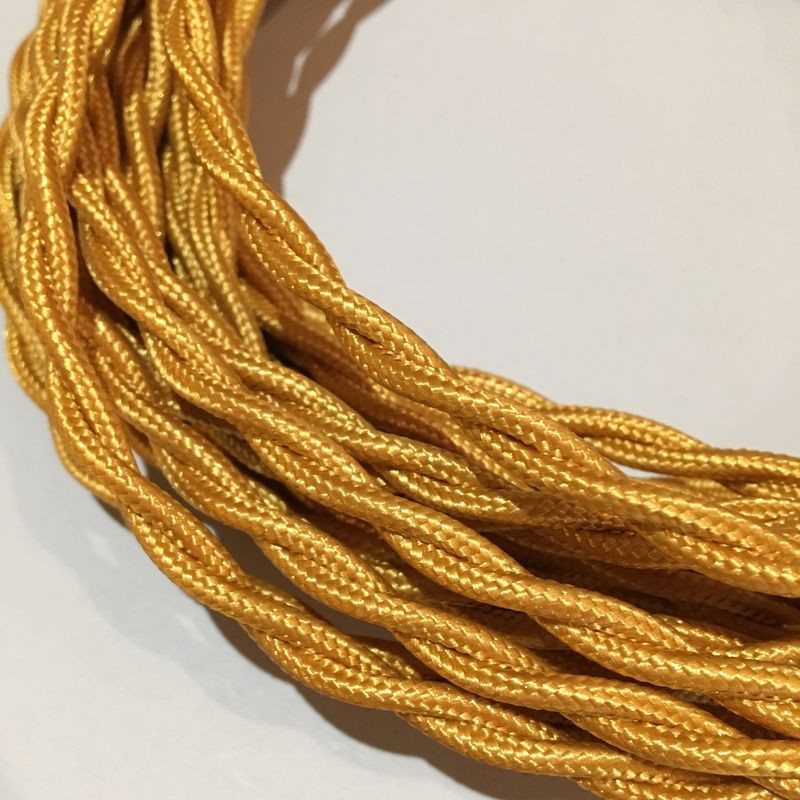 Amarcords - Câble électrique textile couleur OR, torsadé, soie, 5